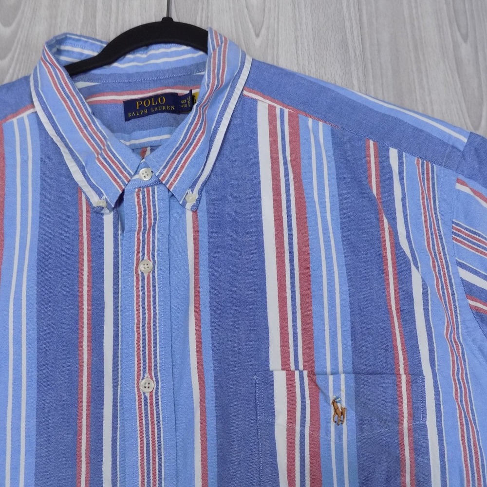 Polo Ralph Lauren Button-Down Shirt Mens 4XB Blue Striped EUC